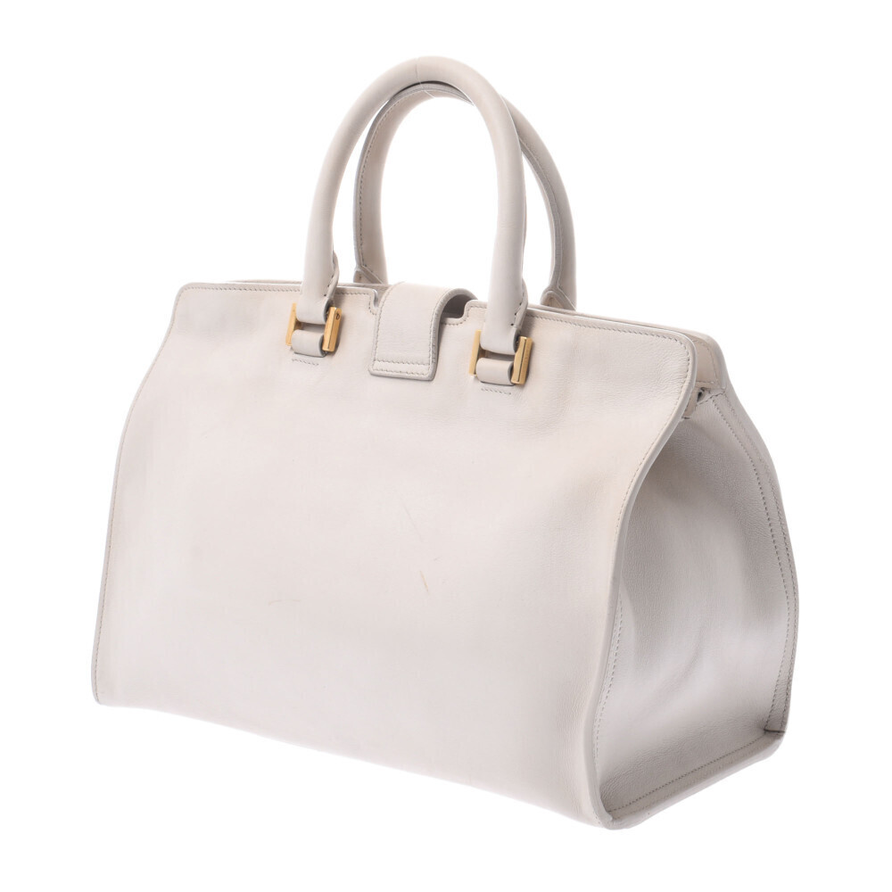 SAINT LAURENT Cabas Ivory White Leather Handbag - Picture 2 of 11